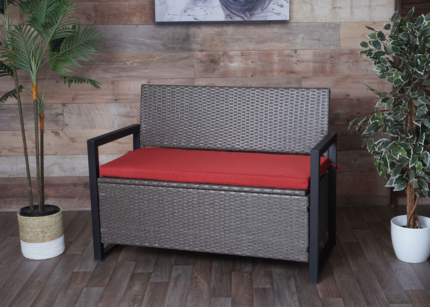 Poly-Rattan 2er Sitzbank HWC-F39 Ambientebild