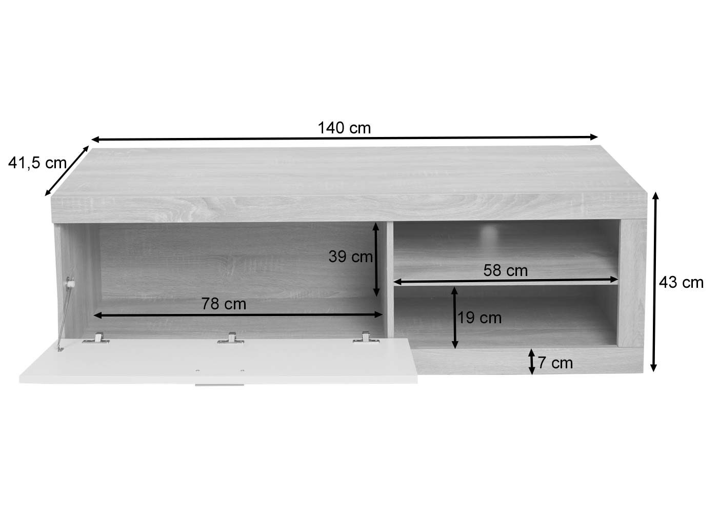 TV-Rack HWC-L33, Maße