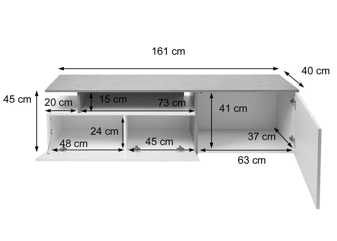 Bemassungsbild TV-Rack HWC-L34