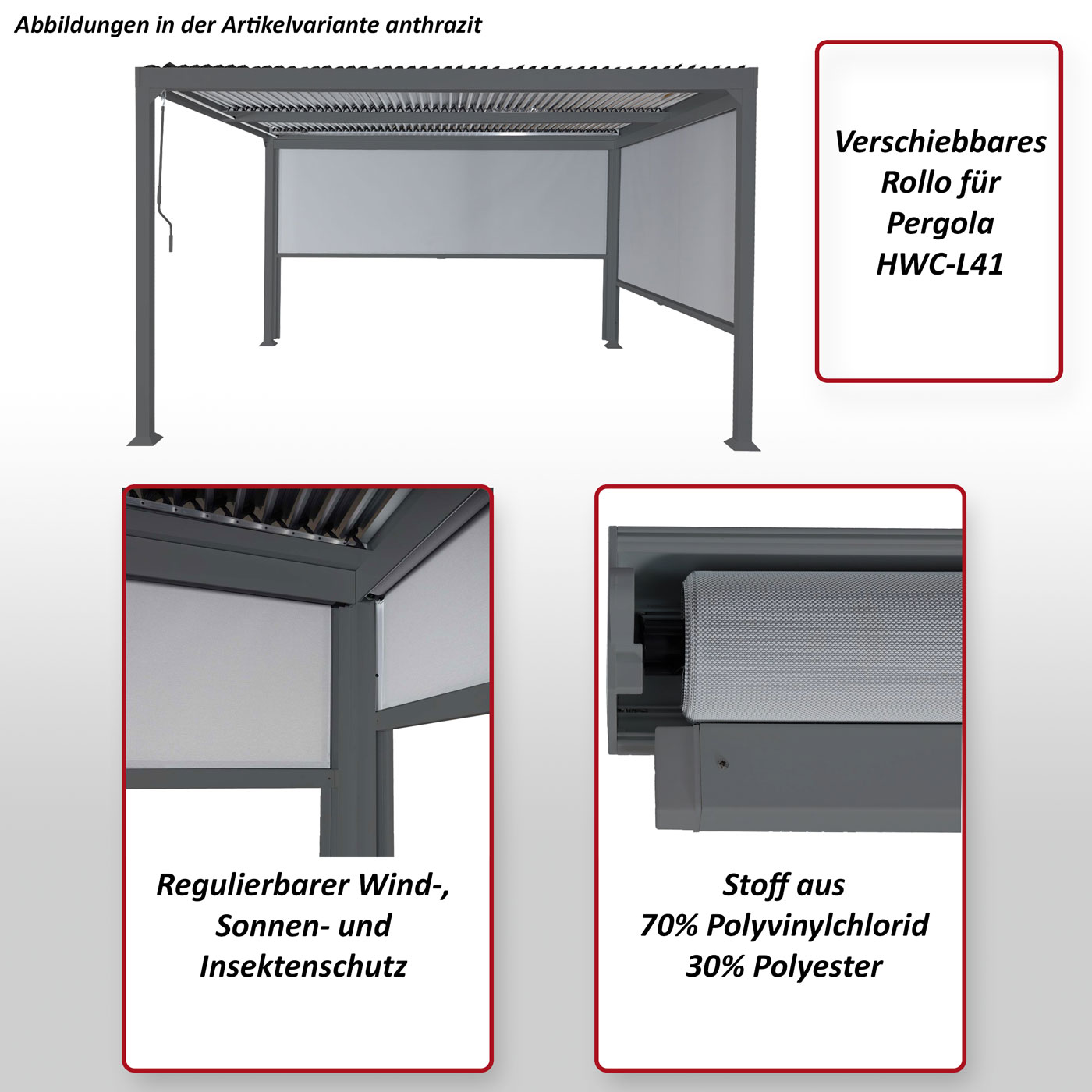 Seitenwand fr Pergola HWC-L41 Funktionsbild