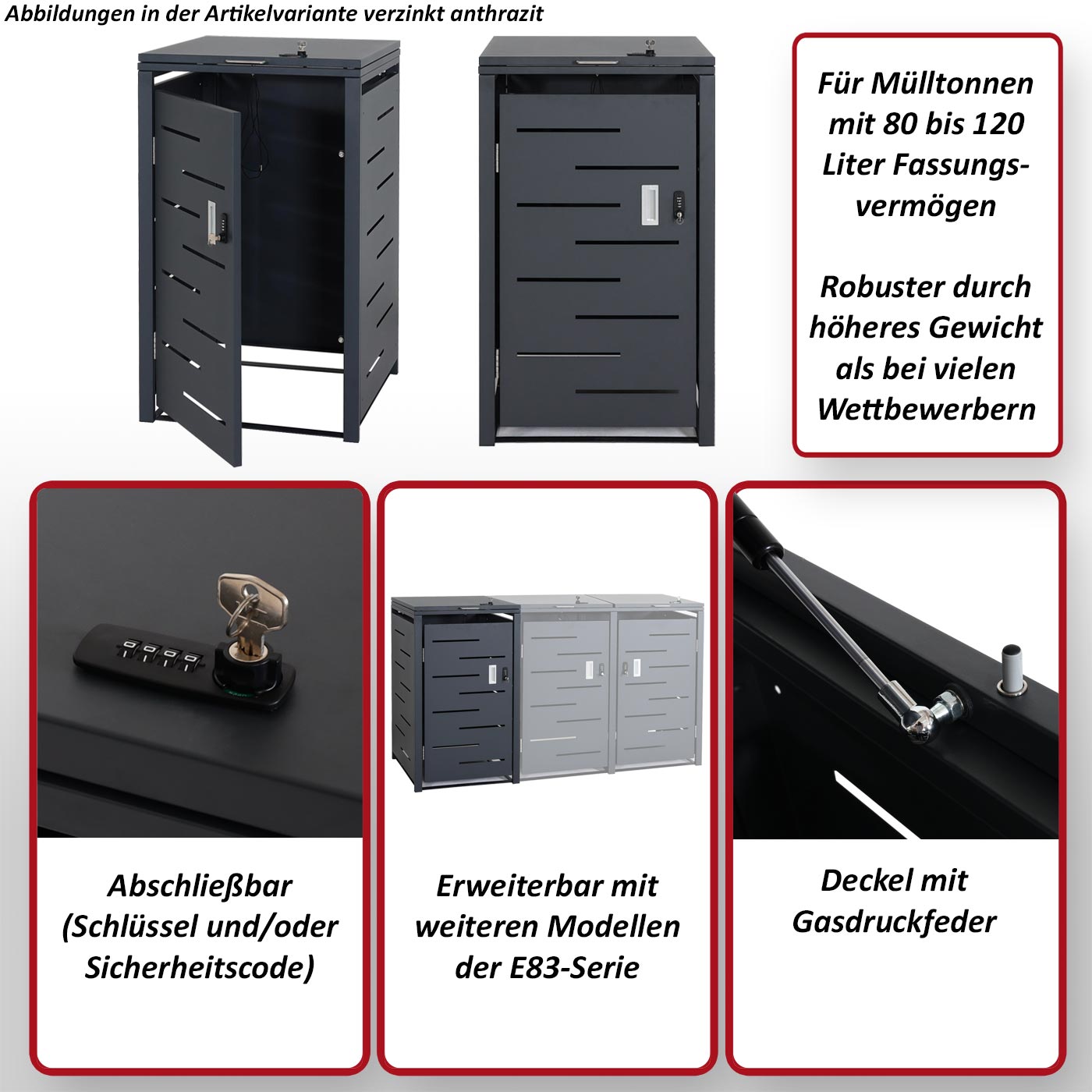 1er-Mülltonnenverkleidung HWC-E83 Funktionsbild
