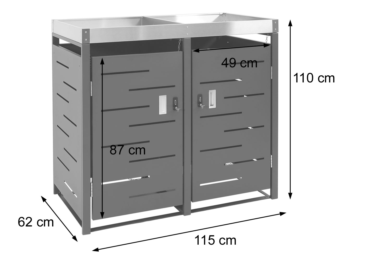 2er-Mlltonnenverkleidung HWC-H40b Bemaungsbild