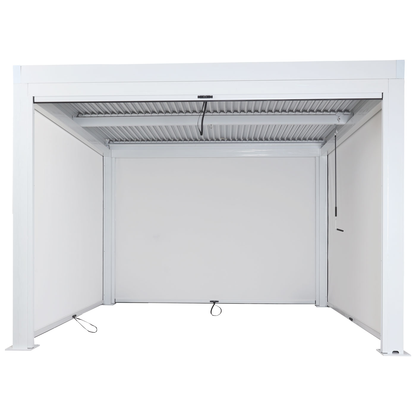 HWC-L46 Pergola Frontansicht mit 3x geschlossene Seitenwand