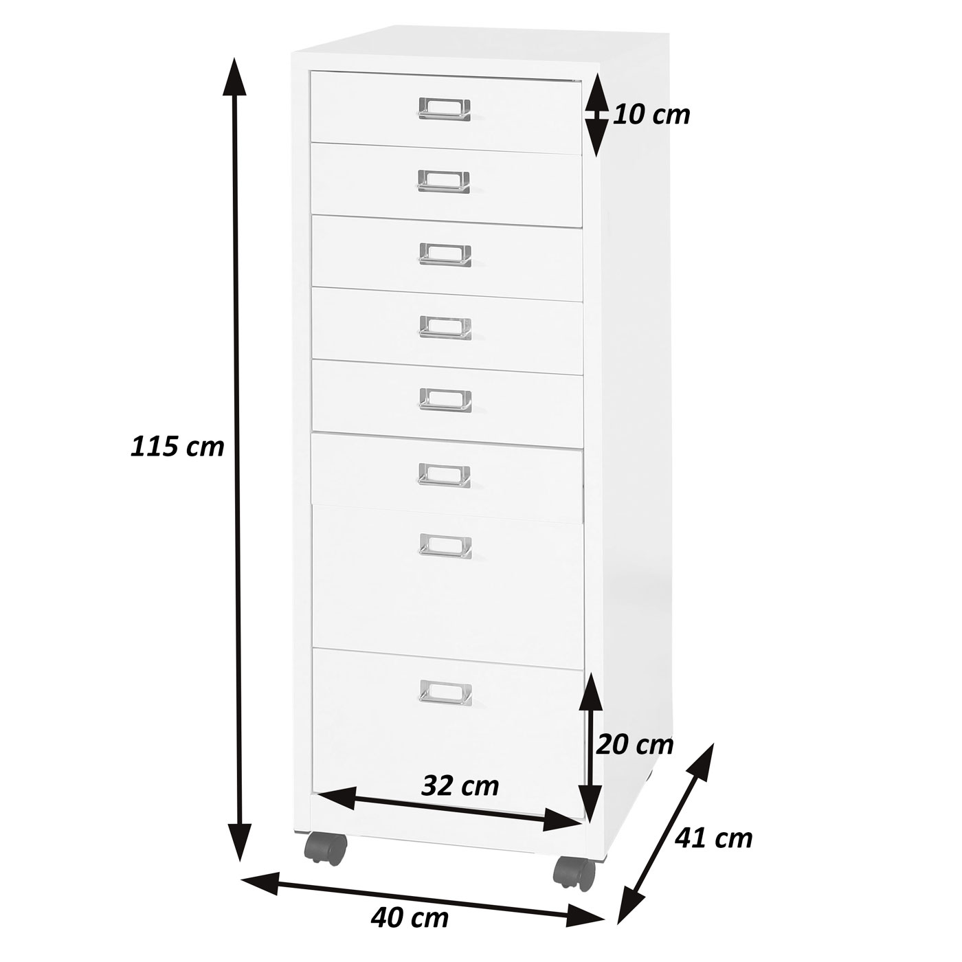 Rollcontainer HWC-L49 Bemaßungsbild