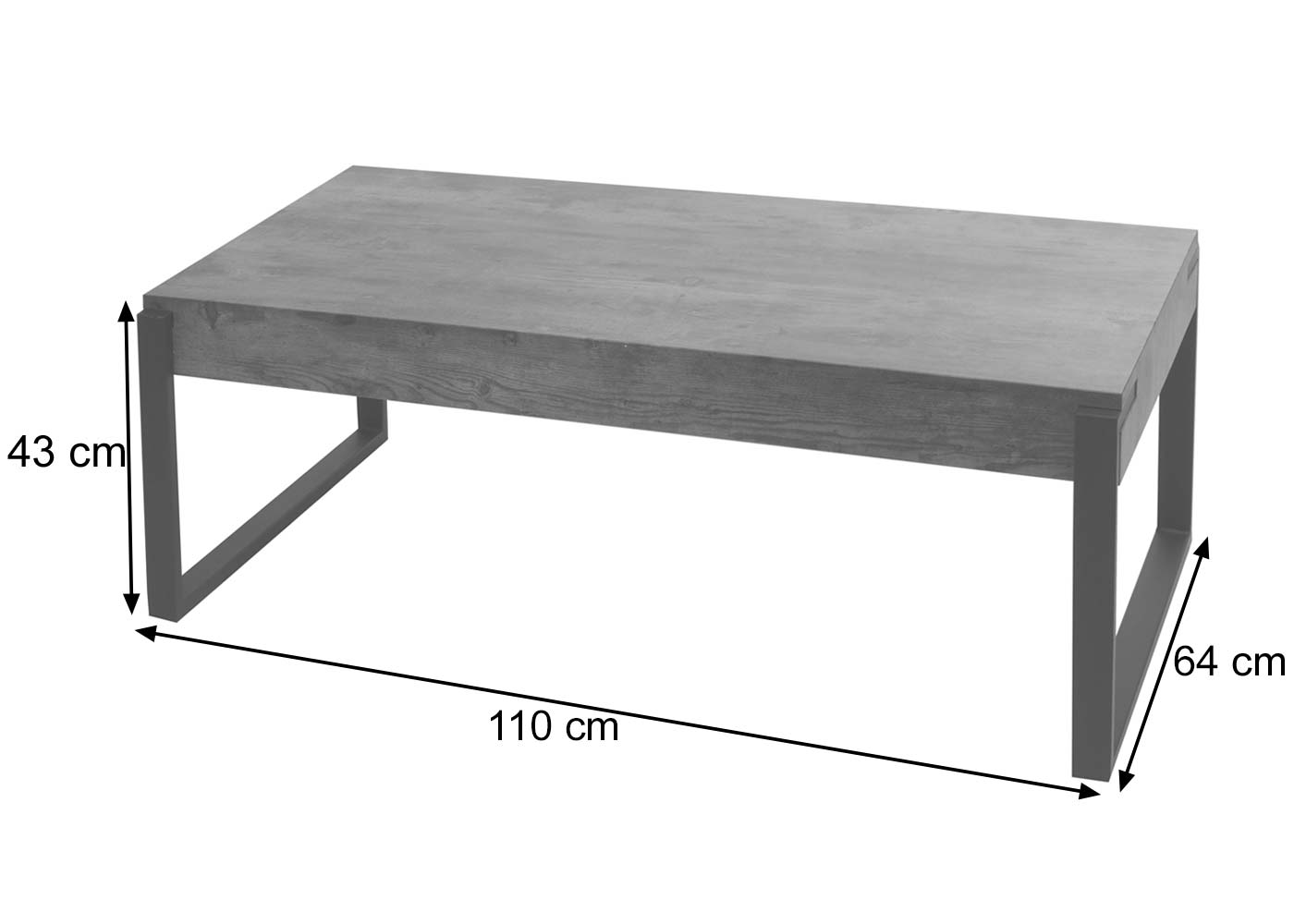 Konsolentisch HWC-L53 Detailansicht Bemaßungsbild